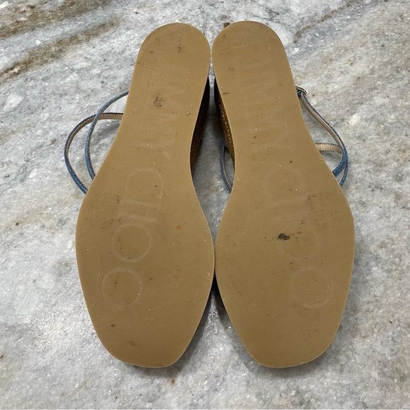 Jimmy Choo Danai 100 Denim Wedge Sandal, Blue - Picture 4 of 13